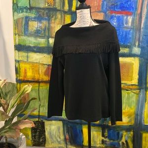 Dorby black fringe sweater size large